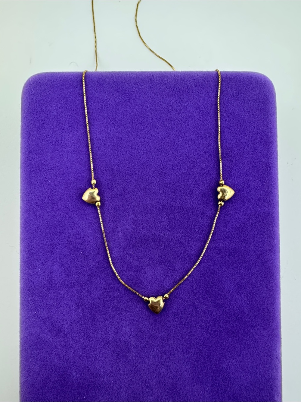 💛 Vintage 10k Gold Heart Station Necklace